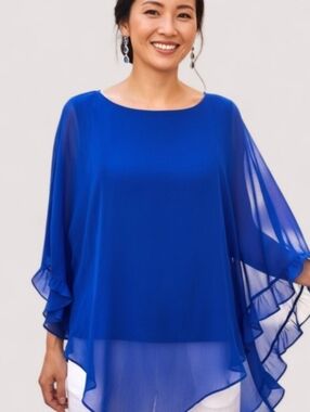 💎Like New! Gorgeous Layered, Floaty Top in Dark Blue by Dana Buchman